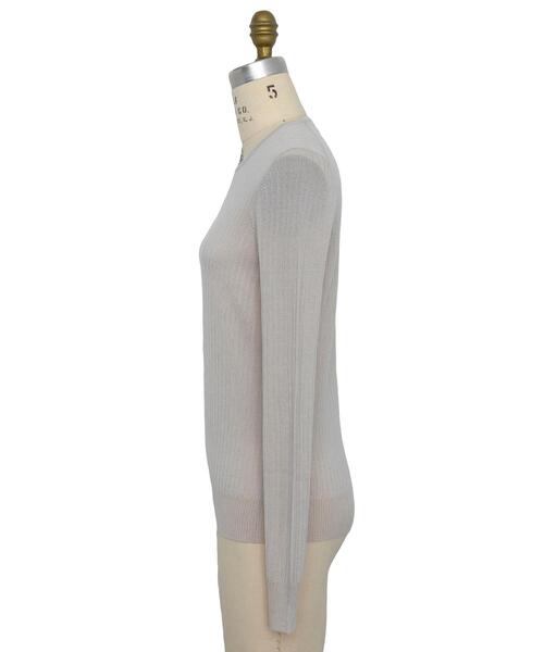 Drawer(ドゥロワー)の「<Drawer(ドゥロワー)> 18Gカシミヤシルクリブクルーネックニット 22SS(ニット/セーター・レディース・ライトグレー/ベージュ・1/2)」の3枚目の写真