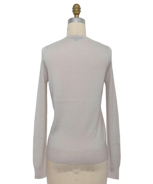 Drawer(ドゥロワー)の「<Drawer(ドゥロワー)> 18Gカシミヤシルクリブクルーネックニット 22SS(ニット/セーター・レディース・ライトグレー/ベージュ・1/2)」の4枚目の写真
