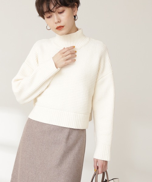 N.（N. Natural Beauty Basic）（エヌエヌナチュラルビューティーベーシック）の「◆ヨコアゼショートニット（ニット/セーター・レディース・オフホワイト/チャコールグレー/ブルー/パープル・MEDIUM）」の2枚目の写真