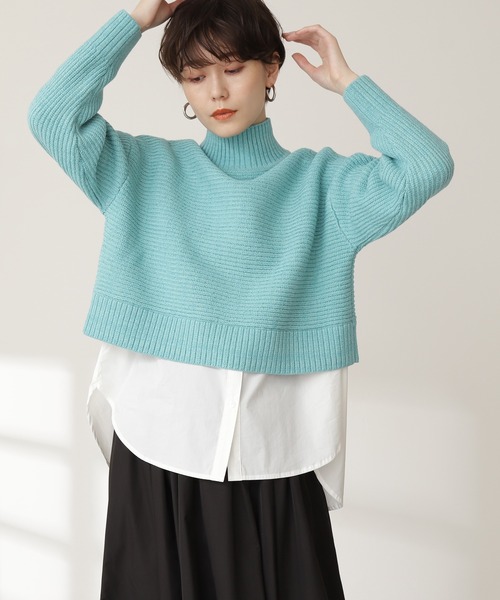 N.（N. Natural Beauty Basic）（エヌエヌナチュラルビューティーベーシック）の「◆ヨコアゼショートニット（ニット/セーター・レディース・オフホワイト/チャコールグレー/ブルー/パープル・MEDIUM）」の4枚目の写真