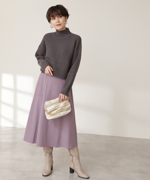 N.（N. Natural Beauty Basic）（エヌエヌナチュラルビューティーベーシック）の「◆ヨコアゼショートニット（ニット/セーター・レディース・オフホワイト/チャコールグレー/ブルー/パープル・MEDIUM）」の5枚目の写真