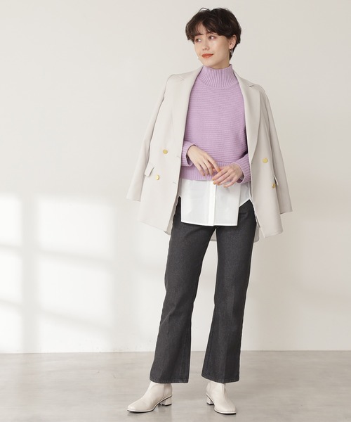 N.（N. Natural Beauty Basic）（エヌエヌナチュラルビューティーベーシック）の「◆ヨコアゼショートニット（ニット/セーター・レディース・オフホワイト/チャコールグレー/ブルー/パープル・MEDIUM）」の11枚目の写真