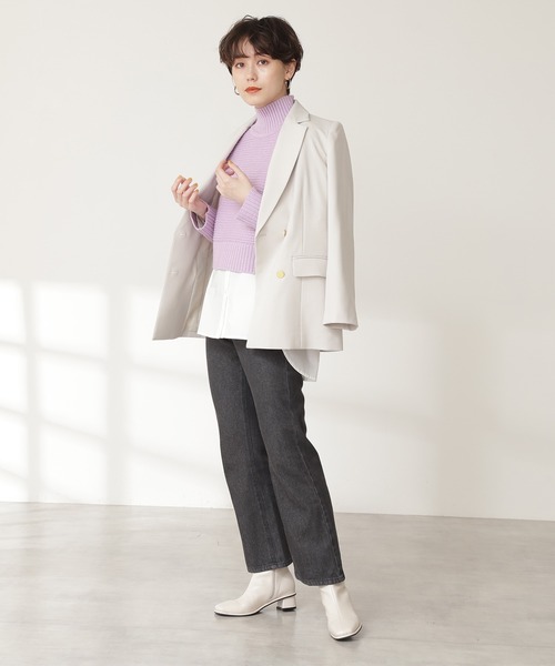 N.（N. Natural Beauty Basic）（エヌエヌナチュラルビューティーベーシック）の「◆ヨコアゼショートニット（ニット/セーター・レディース・オフホワイト/チャコールグレー/ブルー/パープル・MEDIUM）」の13枚目の写真