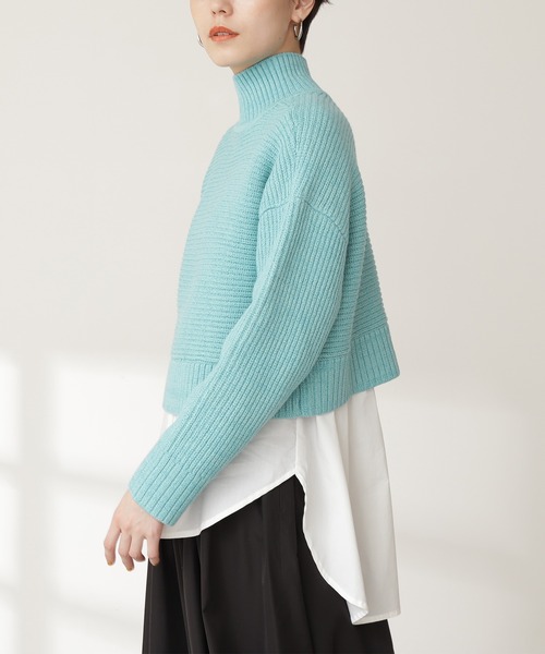 N.（N. Natural Beauty Basic）（エヌエヌナチュラルビューティーベーシック）の「◆ヨコアゼショートニット（ニット/セーター・レディース・オフホワイト/チャコールグレー/ブルー/パープル・MEDIUM）」の9枚目の写真