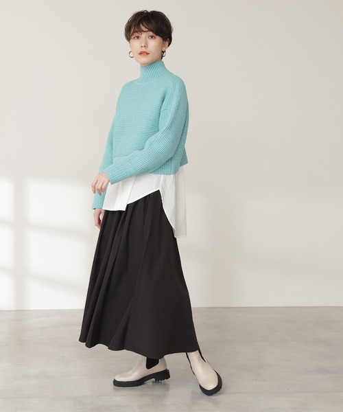 N.（N. Natural Beauty Basic）（エヌエヌナチュラルビューティーベーシック）の「◆ヨコアゼショートニット（ニット/セーター・レディース・オフホワイト/チャコールグレー/ブルー/パープル・MEDIUM）」の7枚目の写真