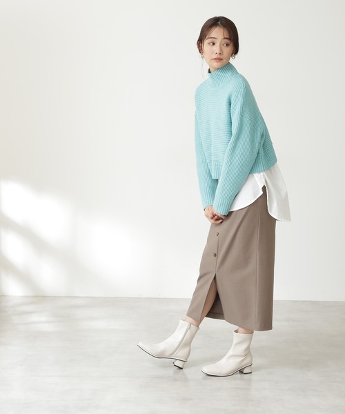 N.（N. Natural Beauty Basic）（エヌエヌナチュラルビューティーベーシック）の「◆ヨコアゼショートニット（ニット/セーター・レディース・オフホワイト/チャコールグレー/ブルー/パープル・MEDIUM）」の21枚目の写真