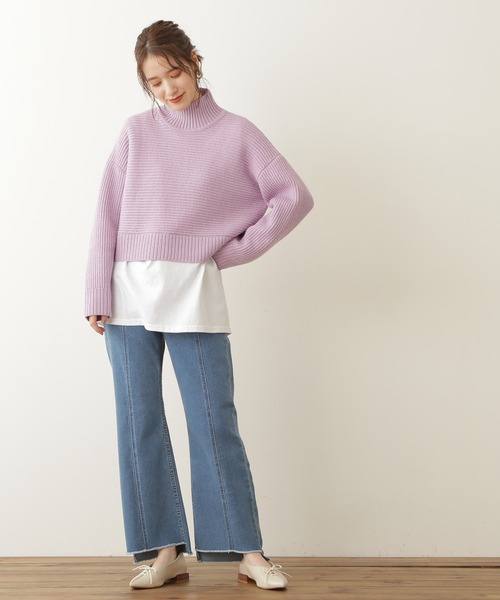 N.（N. Natural Beauty Basic）（エヌエヌナチュラルビューティーベーシック）の「◆ヨコアゼショートニット（ニット/セーター・レディース・オフホワイト/チャコールグレー/ブルー/パープル・MEDIUM）」の22枚目の写真