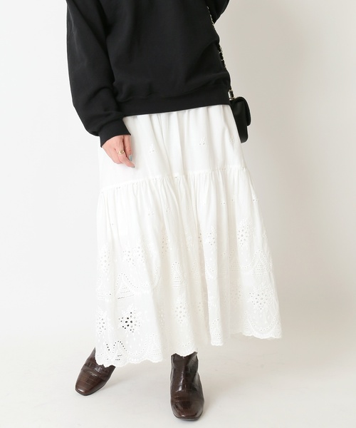 U by SPICK&SPAN(ユーバイスピックアンドスパン)の「≪追加≫カットワークレーススカート3◆(スカート・レディース・ホワイト・36/38)」の16枚目の写真