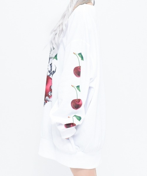 TRAVAS TOKYO(トラバス トウキョウ)の「『TRAVAS TOKYO/トラバス トーキョー』Bad cherry PO/チェリープリント プルオーバー スウェットシャツ(スウェット・レディース・ホワイト/ブラック・FREE)」の7枚目の写真