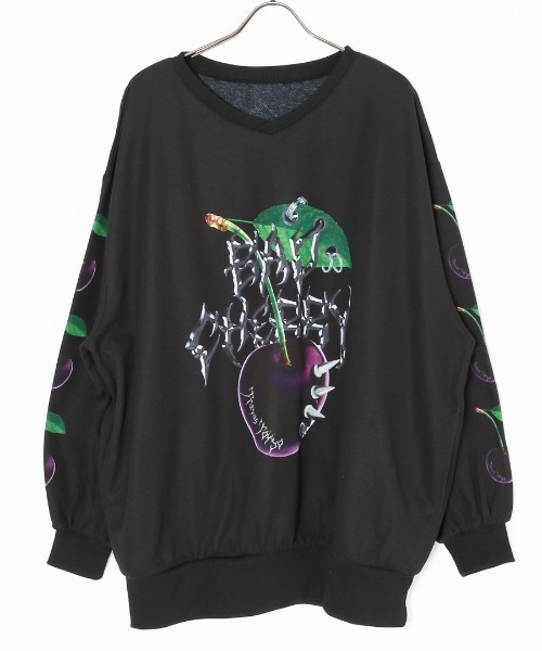 TRAVAS TOKYO(トラバス トウキョウ)の「『TRAVAS TOKYO/トラバス トーキョー』Bad cherry PO/チェリープリント プルオーバー スウェットシャツ(スウェット・レディース・ホワイト/ブラック・FREE)」の9枚目の写真