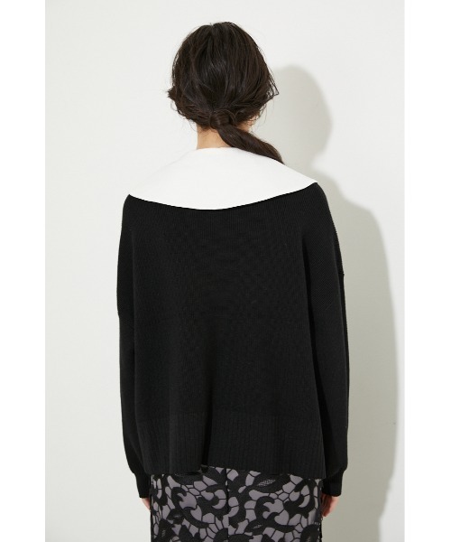 rienda（リエンダ）の「ビッグカラーニットトップス（ニット/セーター・レディース・ホワイト/ブラック/パープル・FREE）」の7枚目の写真