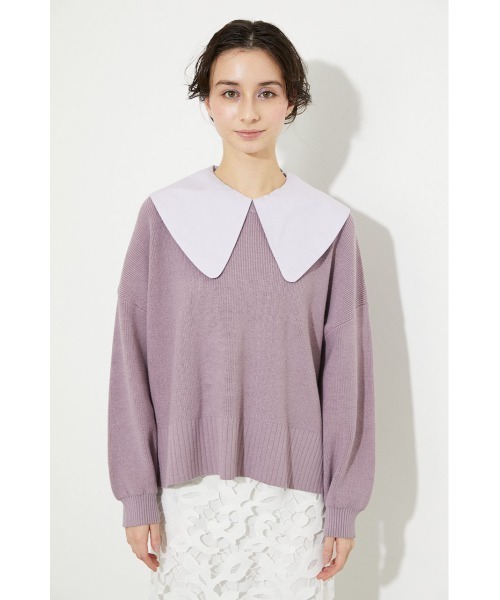 rienda（リエンダ）の「ビッグカラーニットトップス（ニット/セーター・レディース・ホワイト/ブラック/パープル・FREE）」の13枚目の写真