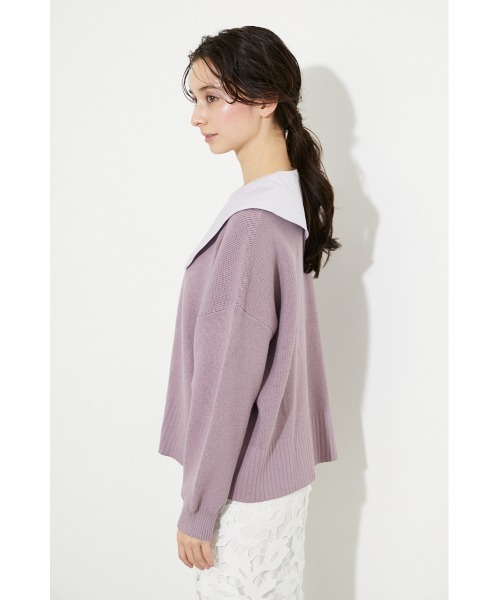 rienda（リエンダ）の「ビッグカラーニットトップス（ニット/セーター・レディース・ホワイト/ブラック/パープル・FREE）」の14枚目の写真