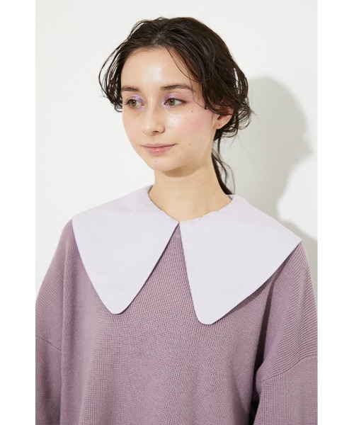 rienda（リエンダ）の「ビッグカラーニットトップス（ニット/セーター・レディース・ホワイト/ブラック/パープル・FREE）」の16枚目の写真