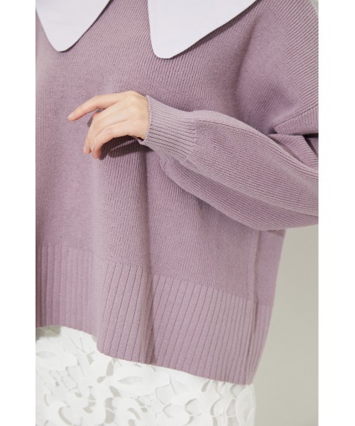 rienda（リエンダ）の「ビッグカラーニットトップス（ニット/セーター・レディース・ホワイト/ブラック/パープル・FREE）」の18枚目の写真