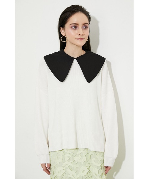 rienda（リエンダ）の「ビッグカラーニットトップス（ニット/セーター・レディース・ホワイト/ブラック/パープル・FREE）」の21枚目の写真