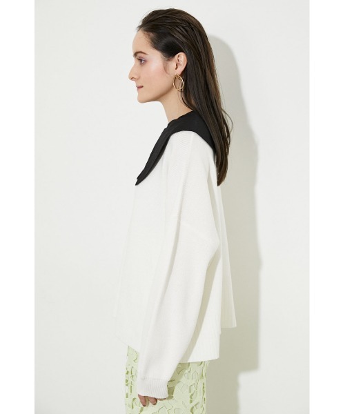 rienda（リエンダ）の「ビッグカラーニットトップス（ニット/セーター・レディース・ホワイト/ブラック/パープル・FREE）」の22枚目の写真