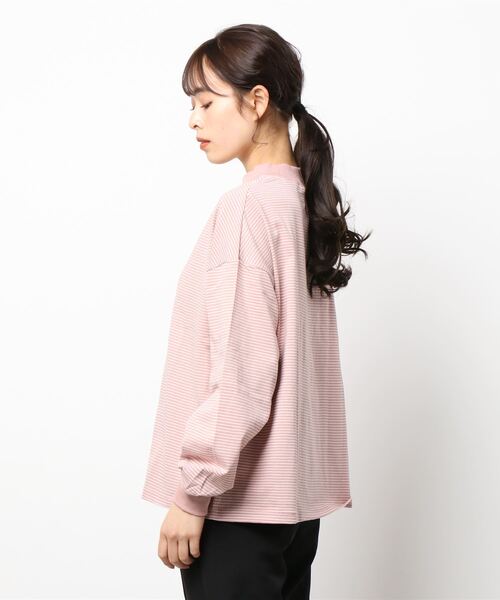 ehka sopo(エヘカソポ)の「無地ボーダーアソートハイネックカットソー(Tシャツ/カットソー・レディース・ブラック/オフホワイト/ピンク/グリーン・フリ-)」の7枚目の写真