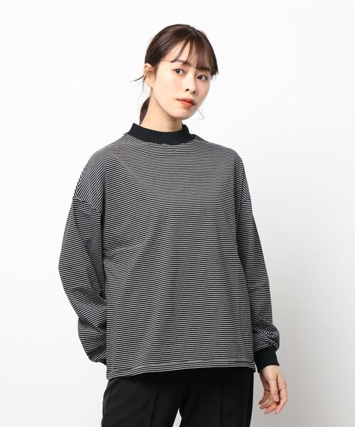 ehka sopo(エヘカソポ)の「無地ボーダーアソートハイネックカットソー(Tシャツ/カットソー・レディース・ブラック/オフホワイト/ピンク/グリーン・フリ-)」の8枚目の写真