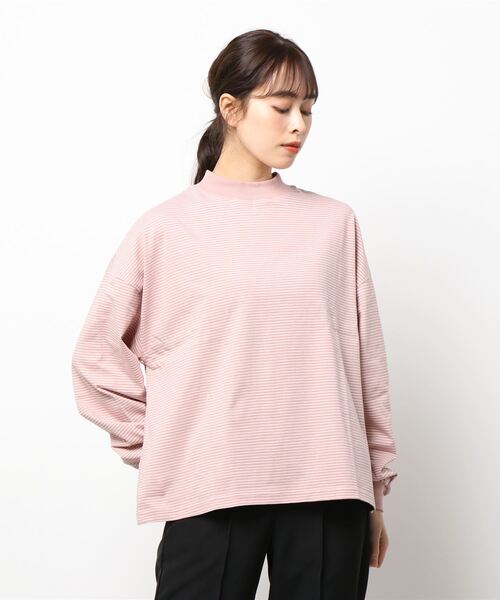 ehka sopo(エヘカソポ)の「無地ボーダーアソートハイネックカットソー(Tシャツ/カットソー・レディース・ブラック/オフホワイト/ピンク/グリーン・フリ-)」の9枚目の写真