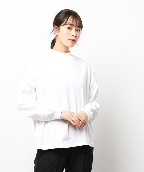 ehka sopo(エヘカソポ)の「無地ボーダーアソートハイネックカットソー(Tシャツ/カットソー・レディース・ブラック/オフホワイト/ピンク/グリーン・フリ-)」の10枚目の写真