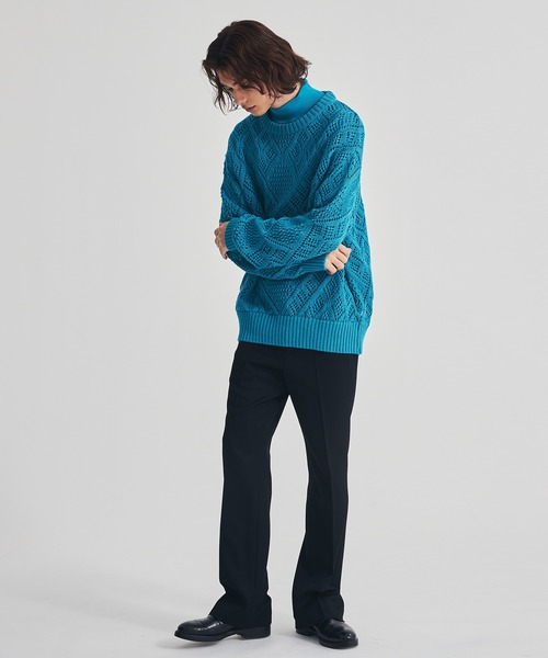 LiNoH（リノー）の「CROCHETED LACE PULLOVER KNIT（ニット/セーター・メンズ・ホワイト/ブラック/ミント/グリーン/ブルー・1/2）」の7枚目の写真