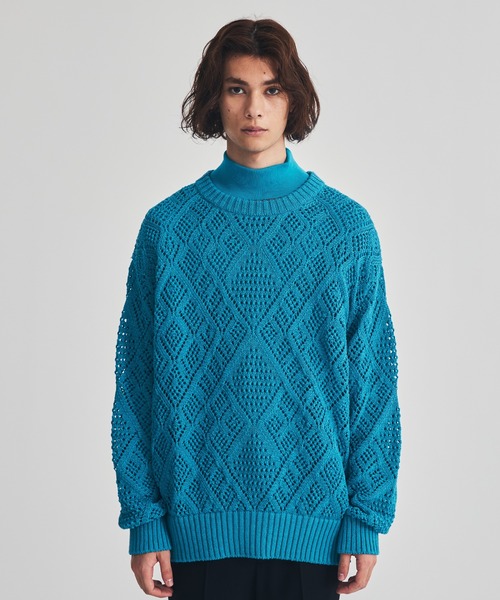 LiNoH（リノー）の「CROCHETED LACE PULLOVER KNIT（ニット/セーター・メンズ・ホワイト/ブラック/ミント/グリーン/ブルー・1/2）」の9枚目の写真