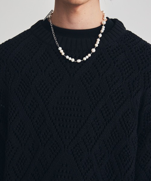 LiNoH（リノー）の「CROCHETED LACE PULLOVER KNIT（ニット/セーター・メンズ・ホワイト/ブラック/ミント/グリーン/ブルー・1/2）」の20枚目の写真