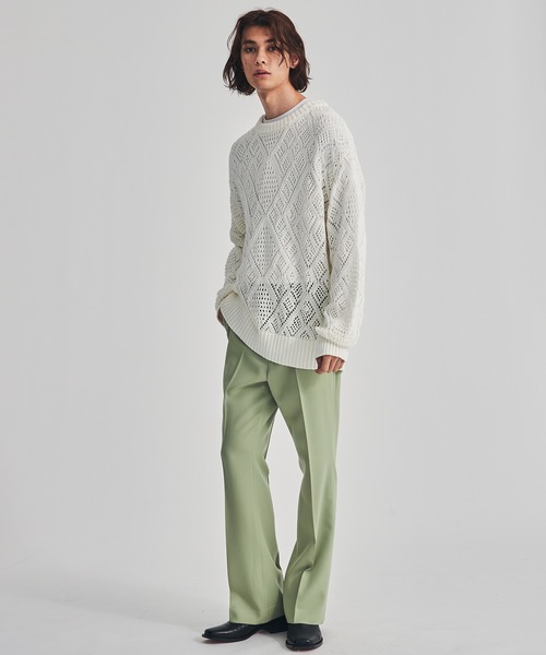 LiNoH（リノー）の「CROCHETED LACE PULLOVER KNIT（ニット/セーター・メンズ・ホワイト/ブラック/ミント/グリーン/ブルー・1/2）」の12枚目の写真