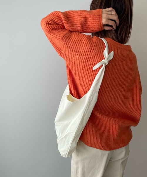 LE MORE（リモア）の「リボンショルダートートバッグ（トートバッグ・レディース・アイボリー/ブラック・FREE）」の5枚目の写真