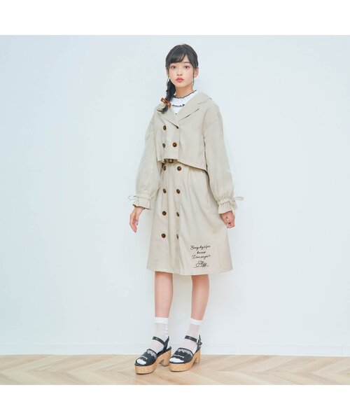 algy（アルジー）の「トレンチジャンスカ（ジャンパースカート・キッズ・ベージュ/アイボリー・XXX-SMALL/XX-SMALL/X-SMALL/SMALL/MEDIUM）」の4枚目の写真