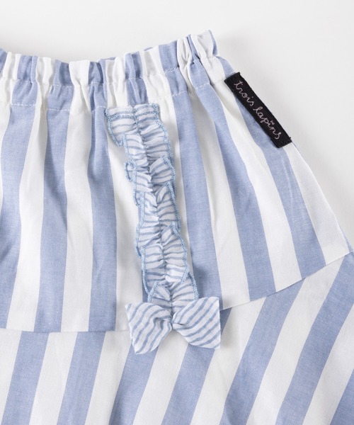 trois lapins kp（トロワラパンケーピー）の「先染めダンガリーストライプのスカパン(100-130cm)（その他パンツ・キッズ・ピンク/ブルー・110cm/100cm/120cm/130cm）」の3枚目の写真