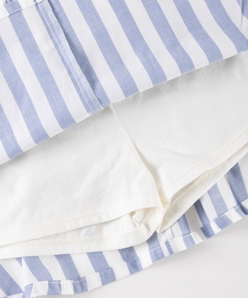 trois lapins kp（トロワラパンケーピー）の「先染めダンガリーストライプのスカパン(100-130cm)（その他パンツ・キッズ・ピンク/ブルー・110cm/100cm/120cm/130cm）」の5枚目の写真