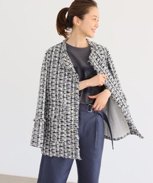 IENA | Marin Tweed ジャケット.S(ノーカラージャケット)