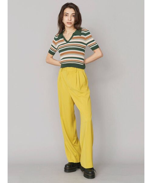 EVRIS(エヴリス)の「マルチボーダーポロニット(ニット/セーター・レディース・ブラック/パープル/グリーン・FREE)」の6枚目の写真