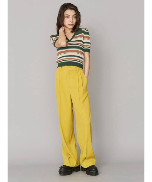 EVRIS(エヴリス)の「マルチボーダーポロニット(ニット/セーター・レディース・ブラック/パープル/グリーン・FREE)」の7枚目の写真