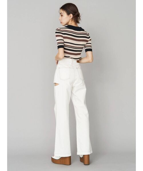 EVRIS(エヴリス)の「マルチボーダーポロニット(ニット/セーター・レディース・ブラック/パープル/グリーン・FREE)」の14枚目の写真