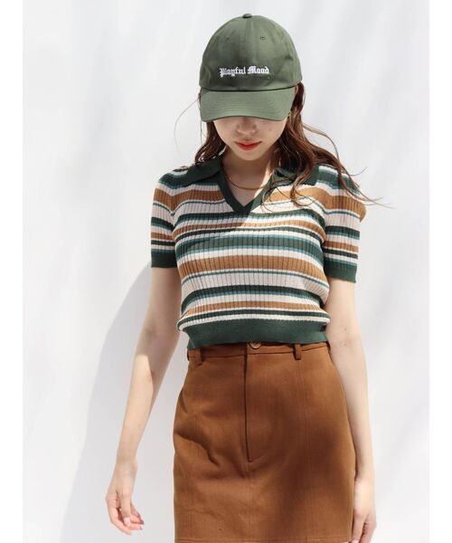 EVRIS(エヴリス)の「マルチボーダーポロニット(ニット/セーター・レディース・ブラック/パープル/グリーン・FREE)」の17枚目の写真