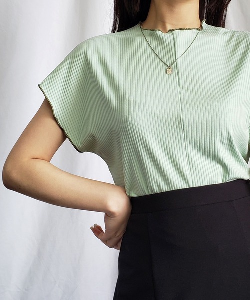 me+em select(ミームセレクト)の「【 2通りの着方を楽しめる 】2WAY ラインステッチリブメロードルマンTシャツ(Tシャツ/カットソー・レディース・ミント/ライトブルー/ホワイト/オリーブ/ベージュ/ブラック・FREE)」の10枚目の写真