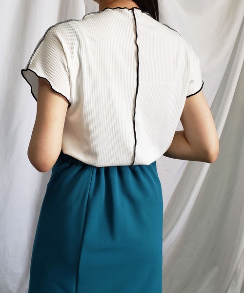 me+em select(ミームセレクト)の「【 2通りの着方を楽しめる 】2WAY ラインステッチリブメロードルマンTシャツ(Tシャツ/カットソー・レディース・ミント/ライトブルー/ホワイト/オリーブ/ベージュ/ブラック・FREE)」の16枚目の写真