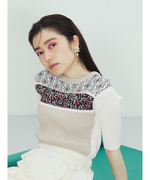 FURFUR（ファーファー）の「フラワージャガードリブプル（ニット