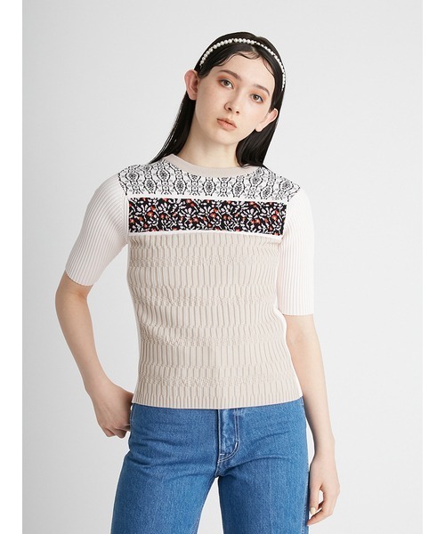 FURFUR（ファーファー）の「フラワージャガードリブプル（ニット