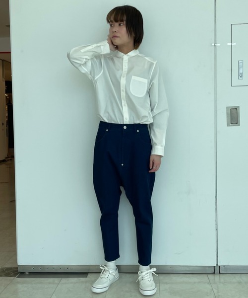 ラウンドカラー長袖シャツ（シャツ/ブラウス）｜マルチサイズ（マルチ