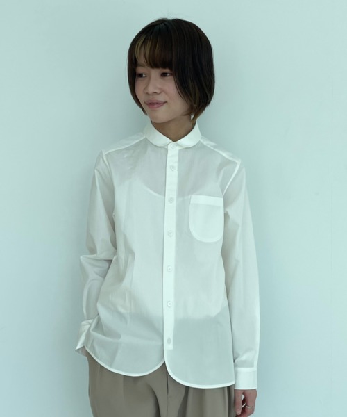 ラウンドカラー長袖シャツ（シャツ/ブラウス）｜マルチサイズ（マルチ