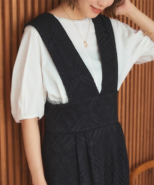 titivate（ティティベイト）の「デザインコクーンスリーブTシャツ（Tシャツ/カットソー・レディース・オフホワイト/オレンジ/ブルー/ブラック/ダークオレンジ/イエロー/グリーン・FREE）」の2枚目の写真