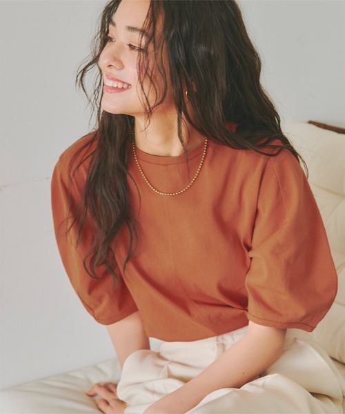 titivate（ティティベイト）の「デザインコクーンスリーブTシャツ（Tシャツ/カットソー・レディース・オフホワイト/オレンジ/ブルー/ブラック/ダークオレンジ/イエロー/グリーン・FREE）」の7枚目の写真