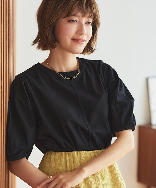 titivate（ティティベイト）の「デザインコクーンスリーブTシャツ（Tシャツ/カットソー・レディース・オフホワイト/オレンジ/ブルー/ブラック/ダークオレンジ/イエロー/グリーン・FREE）」の3枚目の写真