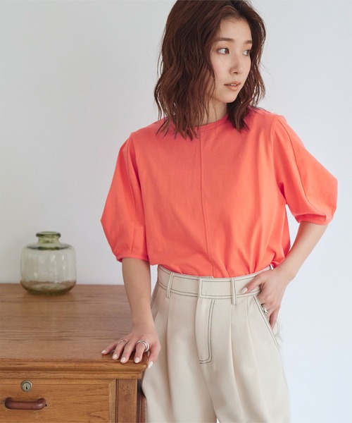 titivate（ティティベイト）の「デザインコクーンスリーブTシャツ（Tシャツ/カットソー・レディース・オフホワイト/オレンジ/ブルー/ブラック/ダークオレンジ/イエロー/グリーン・FREE）」の17枚目の写真