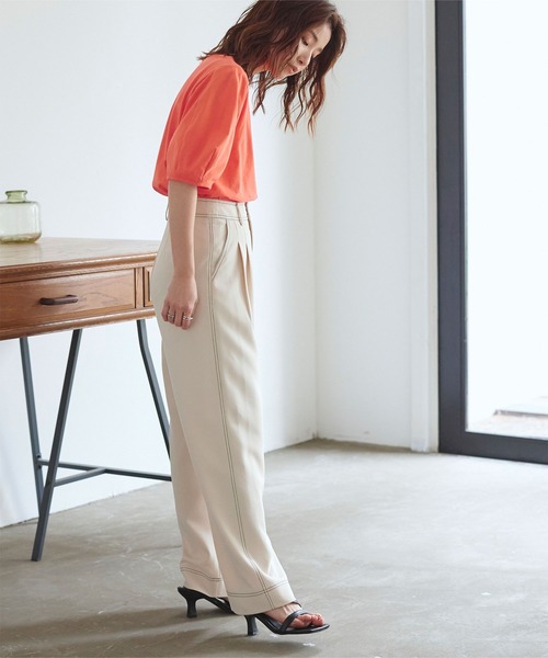 titivate（ティティベイト）の「デザインコクーンスリーブTシャツ（Tシャツ/カットソー・レディース・オフホワイト/オレンジ/ブルー/ブラック/ダークオレンジ/イエロー/グリーン・FREE）」の18枚目の写真