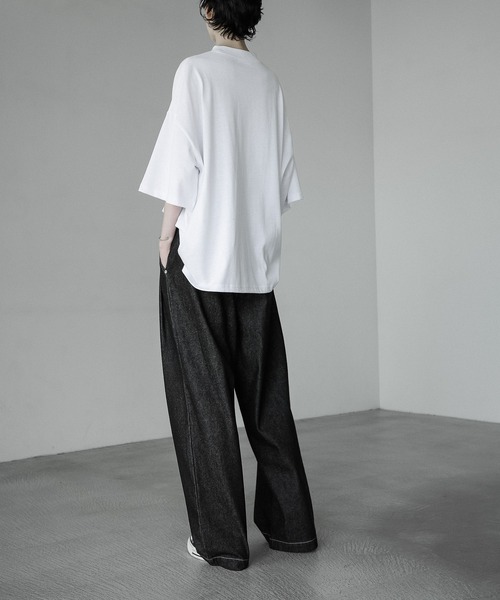 loose stylish double tuck wide denim PT / ルーズ